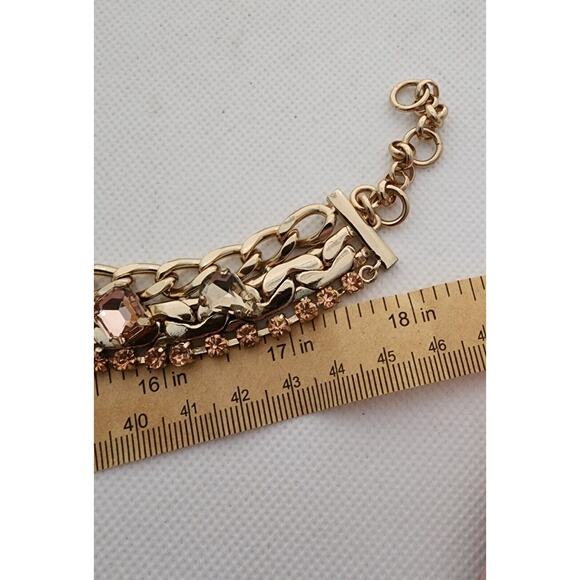 NECKLACE-CHOKER-COLLAR-BANANA REPUBLIC-Gold-Multi Rhinestones-Bling-Classic - Picture 14 of 16